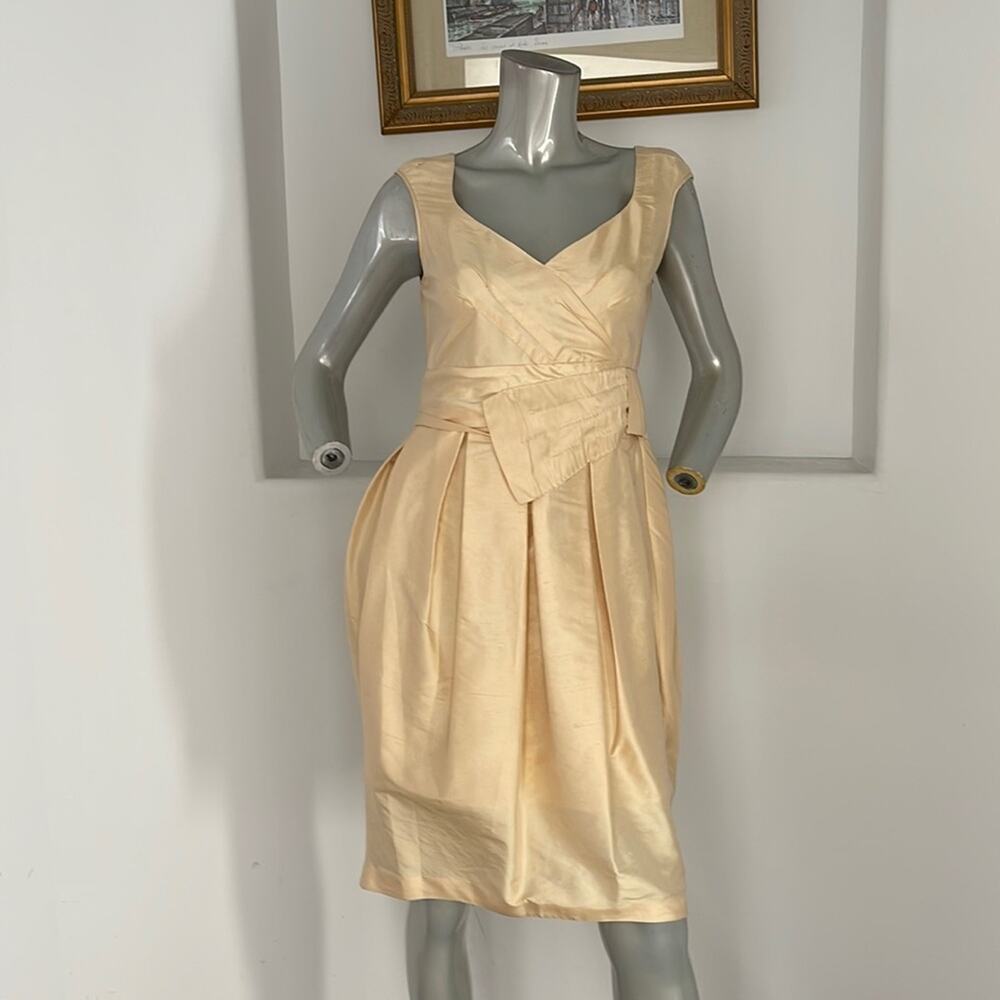 Sportmax  Natural Woven Silk  Yellow Dress Size 6